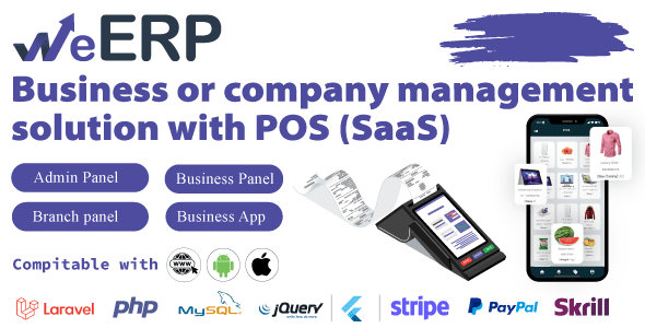 WeERP (SAAS) - Solução de gestão empresarial ou de empresa com POS, incluindo painel web