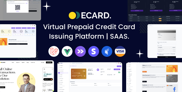 E-Card - Plataforma de Emissão de Cartão de Crédito Pré-Pago Virtual | Alimentado por Stripe (SAAS)